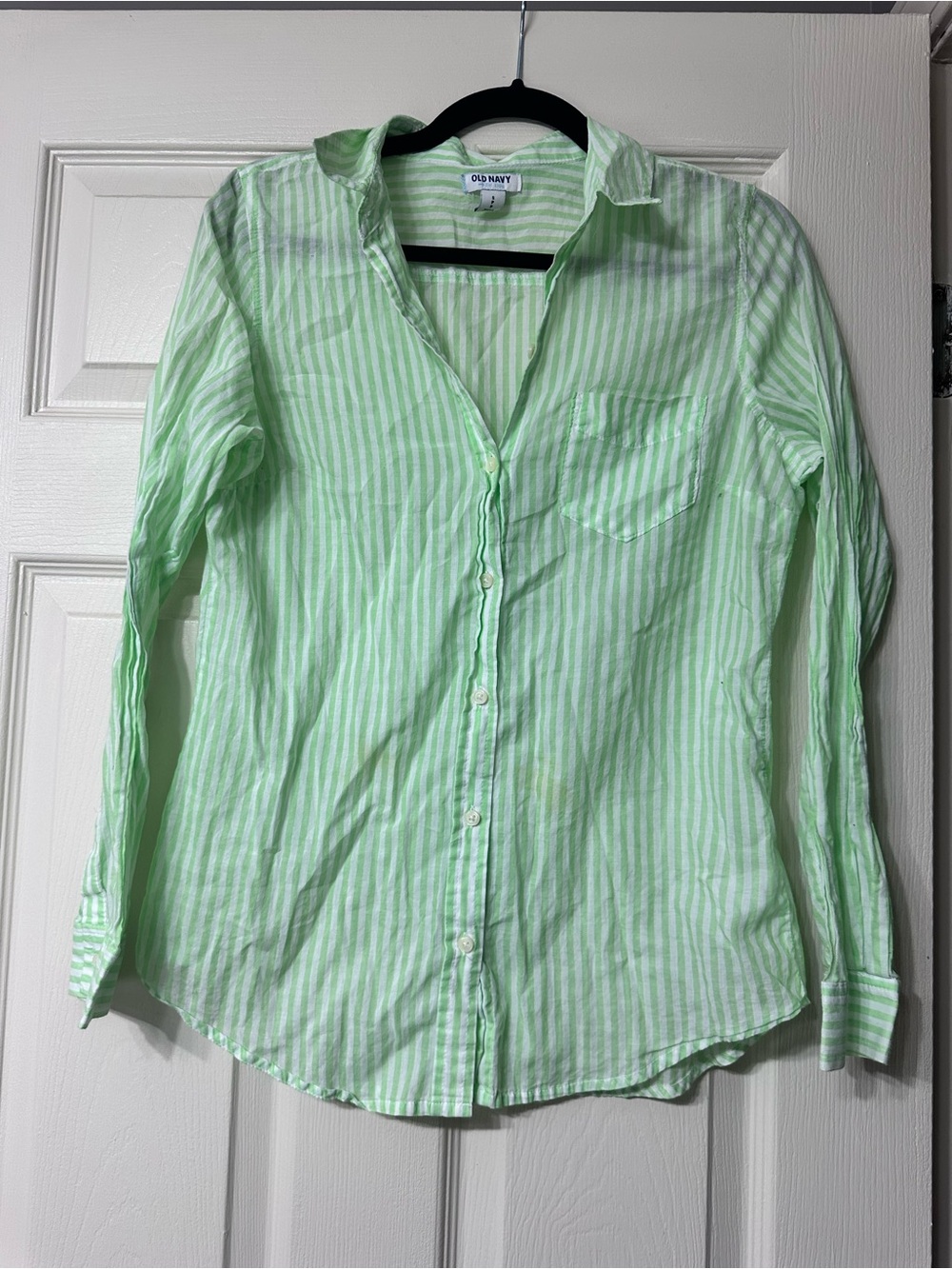 Old Navy Mint Green & White Striped Button-Down Top